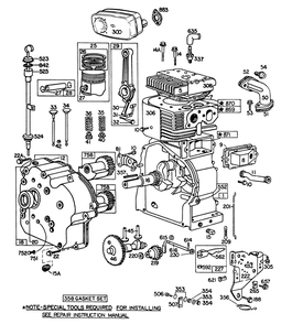 Engine Briggs & Stratton Model No. 252416-0190-01 Diagram and Parts List for 38160 2000001 - 2999999 Toro Snow Blower