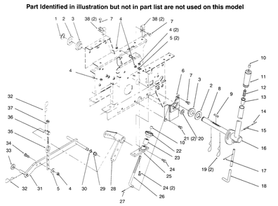 Manual Lift System Diagram and Parts List for 73402 6900001 - 6999999 Toro Lawn Tractor