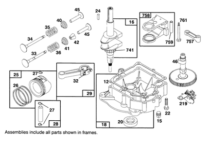 Engine Briggs & Stratton Model 28m707-0122-01 Diagram and Parts List for 71191 5910001 - 5999999 Toro Lawn Tractor