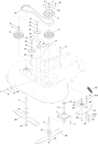 Blade And Spindle Assembly Diagram and Parts List for 22207 410100000-999999999 Toro Lawn Mower