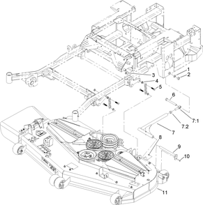 Deck Connection Assembly Diagram and Parts List for 74269 (260000001-260999999)(2006) Toro Lawn Mower