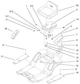Rear Body & Seat Assembly Diagram and Parts List for 71221 9900001 - 9999999 Toro Lawn Tractor