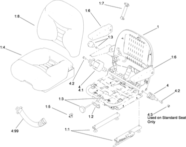 Deluxe Seat Assembly Diagram and Parts List for 74264TE (280000001-280999999)(2008) Toro Lawn Mower