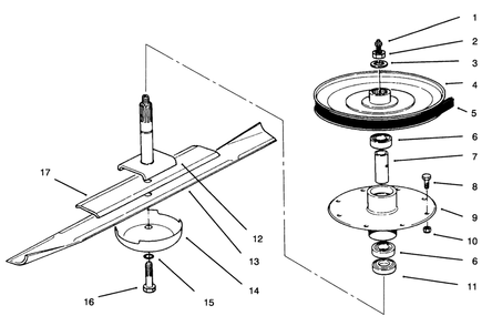 Drive Spindle Assembly Diagram and Parts List for 30133 490001 - 490500 Toro Lawn Mower