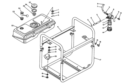 Fuel Tank & Frame Assembly Diagram and Parts List for 62032 4000001 - 4999999 Toro Generator