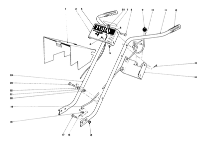 Handle Assembly Diagram and Parts List for 58114 4000001 - 4999999 Toro Tiller