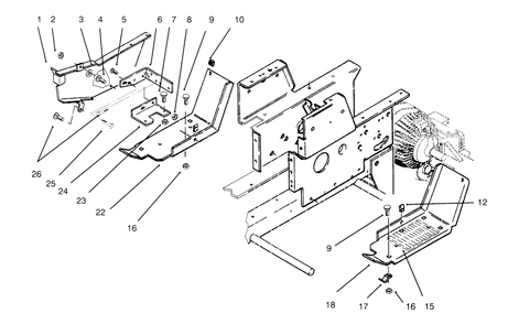 Belt Guard & Footrests Diagram and Parts List for 73421 5900001 - 5901046 Toro Lawn Tractor