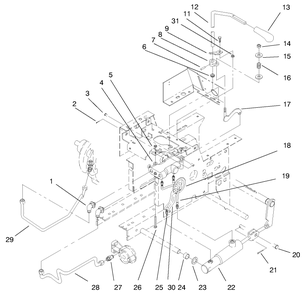 Hydraulic Lift System Diagram and Parts List for 73423 7900001 - 7999999 Toro Lawn Tractor