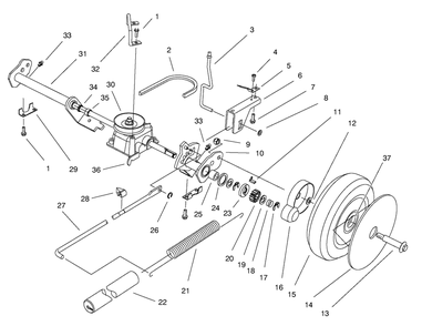 Rear Axle Assembly Diagram and Parts List for 20809 8900001 - 8999999 Toro Lawn Mower