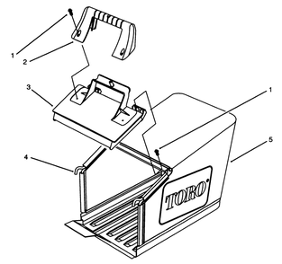 Grass Bag Assembly Diagram and Parts List for 26630BC 5900001 - 5999999 Toro Lawn Mower