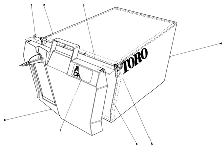 Grass Bag Assembly Diagram and Parts List for 20810 9000001 - 9999999 Toro Lawn Mower