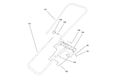 Handle Assembly Diagram and Parts List for 38170 8900001 - 8999999 Toro Snow Blower