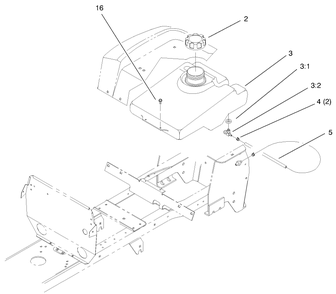Fuel Tank Assembly Diagram and Parts List for 72047 9900001 - 9999999 Toro Lawn Tractor