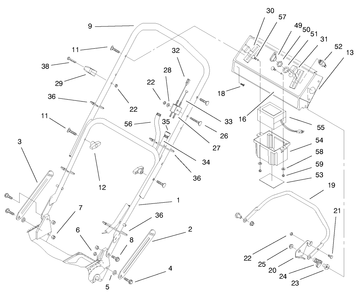 Handle Assembly Diagram and Parts List for 20488 8900001 - 8999999 Toro Lawn Mower