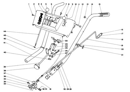 Handle And Control Assembly Diagram and Parts List for 31600 0000001 - 0999999 Toro Snow Blower