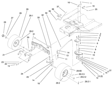 Steering Components Assembly Diagram and Parts List for 71198 9900001 - 9999999 Toro Lawn Tractor