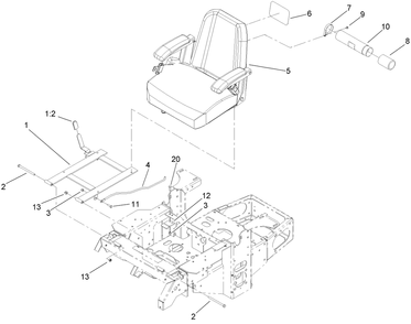 Seat Assembly 1 Diagram and Parts List for 74418TE (270002001-270999999)(2007) Toro Lawn Mower