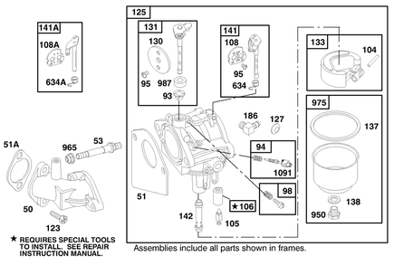 Engine Briggs & Stratton Model 28m707-1182-E1 Diagram and Parts List for 70082 8900001 - 8999999 Toro Lawn Tractor