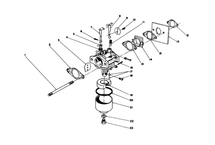 Carburetor Assembly Diagram and Parts List for 20745C 5000001 - 5999999 Toro Lawn Mower