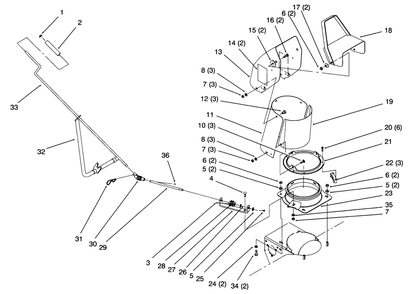 Chute And Direction Control Diagram and Parts List for 79360 6900001 - 6999999 Toro Lawn Tractor