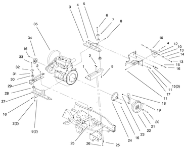 Liquid Cooled Diesel Engine Assembly Diagram and Parts List for 73552 9900001 - 9999999 Toro Lawn Tractor