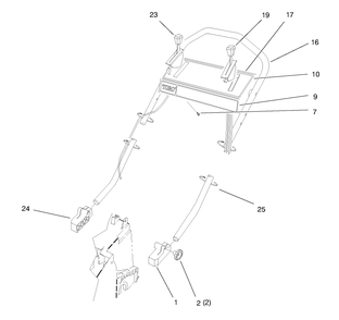 Handle Assembly Diagram and Parts List for 26633B 6900001 - 6999999 Toro Lawn Mower