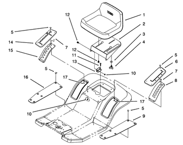 Seat Assembly Diagram and Parts List for 71184 5900001 - 5910000 Toro Lawn Tractor