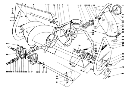 Auger Assembly Diagram and Parts List for 38095 3000001 - 3999999 Toro Snow Blower
