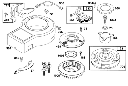 Engine Briggs & Stratton Model 282707-0119-01 Diagram and Parts List for 71182 5910001 - 5999999 Toro Lawn Tractor