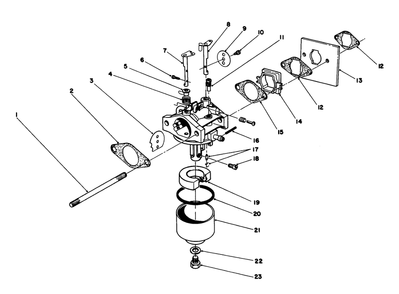Carburetor Assembly Diagram and Parts List for 22030 6000001 - 6999999 Toro Lawn Mower