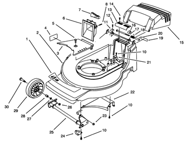 Housing Assembly Diagram and Parts List for 20908B 4900001 - 4999999 Toro Lawn Mower