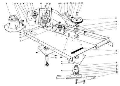 Cutter Deck And- Shaft Assembly Diagram and Parts List for 30773 30001 - 30569 Toro Lawn Tractor Accessories