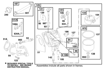 Engine Briggs & Stratton Model 28m707-1122-E1 Diagram and Parts List for 71208 8900001 - 8999999 Toro Lawn Tractor