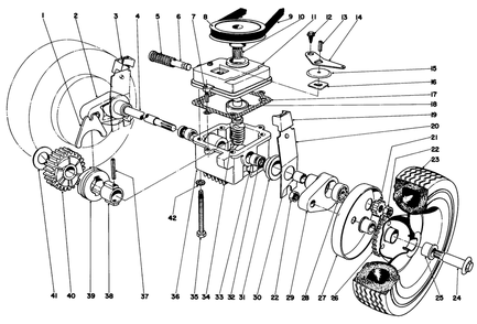 Front Axle & Gear Case Assembly Diagram and Parts List for 21666 0000001 - 0033908 Toro Lawn Mower
