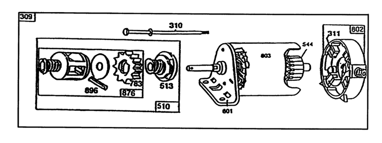Starter-Briggs & Stratton No. 195707-0121-01 Diagram and Parts List for 70040 7900001 - 7900578 Toro Lawn Tractor