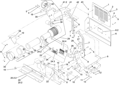 Front And Rear Engine Cover Assembly Diagram and Parts List for 74269CP (270000001-270999999)(2007) Toro Lawn Mower