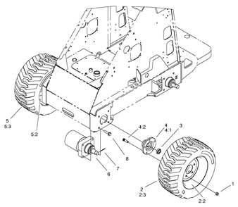 Wheel And Motor Assembly Diagram and Parts List for 22303 990001 - 999999 Toro Lawn Tractor Accessories