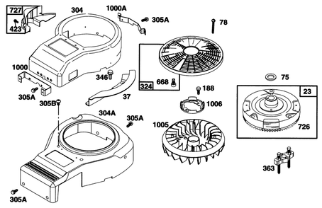 Engine Briggs & Stratton Model 28q777-0668-A1 Diagram and Parts List for 71218 6900001 - 6999999 Toro Lawn Tractor