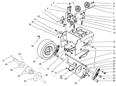 Traction Drive Assembly Diagram and Parts List for 38590 7900001 - 7999999 Toro Snow Blower