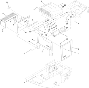 Hood Assembly Diagram and Parts List for 68138G 412896904 - 415399999 Toro Cement Mixer