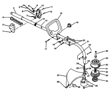 Handle Assembly Model No. 51638 Diagram and Parts List for 51653 3900001 - 3999999 Toro Trimmer