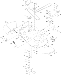 42 Inch Deck Assembly Diagram and Parts List for 75749 400000000 - 412599999 Toro Lawn Tractor
