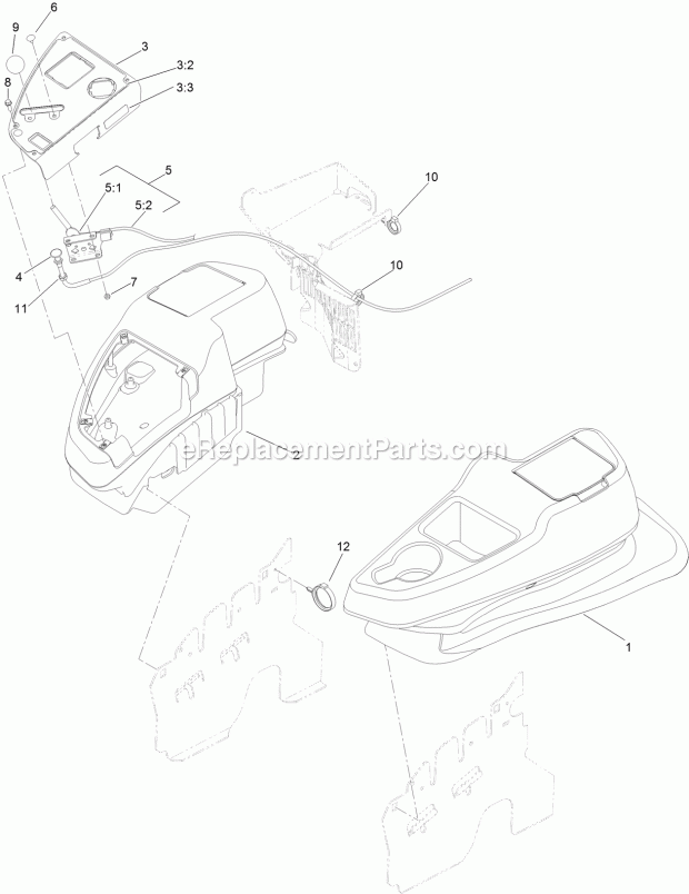 Fender, Console And Control Assembly Diagram and Parts List for 74927 315000001-315999999 Toro Lawn Mower