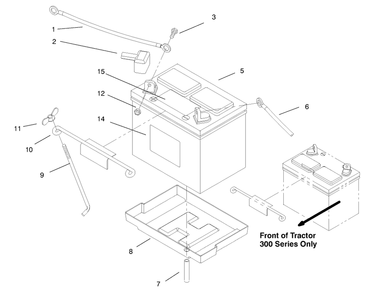 Battery Assembly Diagram and Parts List for 73403 7900001 - 7999999 Toro Lawn Tractor