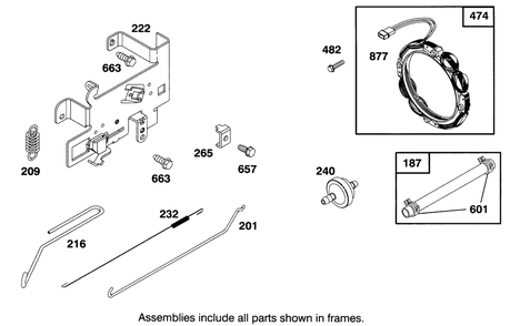 Engine Briggs & Stratton Model 283707-0156-01 Diagram and Parts List for 71200 5900001 - 5910000 Toro Lawn Tractor