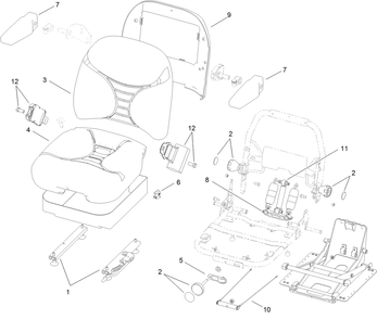 Seat Assembly Diagram and Parts List for 74943CP (312000001-312999999)(2012) Toro Lawn Mower