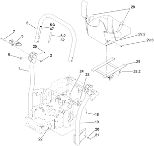 Roll-Over Protection System Assembly 2 Diagram and Parts List for 74442 (270002001-270999999)(2007) Toro Lawn Mower