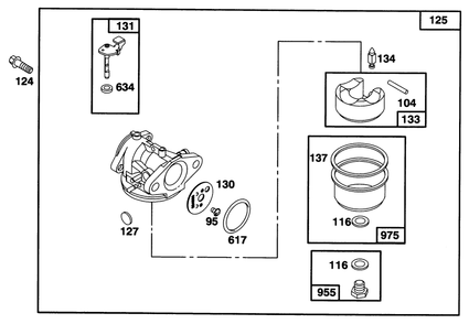 Engine Briggs & Stratton Model 128802-0615-01 Diagram and Parts List for 20473 6900001 - 6999999 Toro Lawn Mower