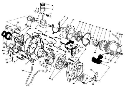 Engine Assembly Diagram and Parts List for 51644V 1000001 - 1999999 Toro Trimmer