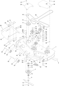 Deck Assembly Diagram and Parts List for 76550TA 415400000 - 417099999 Toro Lawn Tractor